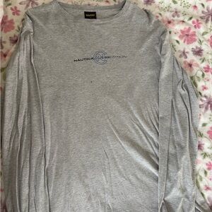 Nautica Gray Long Sleeve Tee Minimalist Design